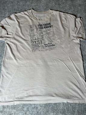 American Eagle Y2K Newspaper Graphic T-Shirt Large Tan